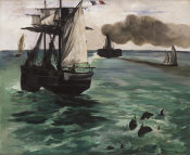 Edouard Manet - The Steamboat, Seascape with Porpoises, 1868