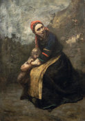 Camille Corot - Mother Protecting Her Child, 1855-1858
