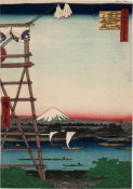 Utagawa Hiroshige I - Motoyanagi Bridge and the Ekoin at Ryogoku, 1857