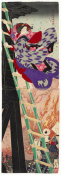 Tsukioka Yoshitoshi - Yaoya Oshichi Climbing the Fire Watchtower to Look at her Burning House, c. 1887