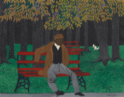 Horace Pippin - The Park Bench (Man on a Bench), 1946