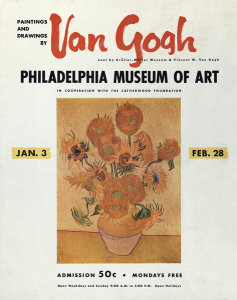 PMA exhibition poster - Paintings and Drawings by Van Gogh, 1954