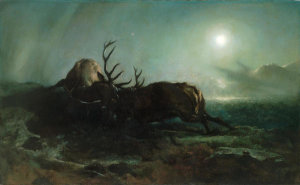 Sir Edwin Landseer - Night (Two Stags Battling by Moonlight), by 1853