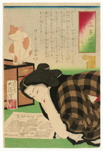 Tsukioka Yoshitoshi - I Want to Cancel My Subscription (Woman Reading a Newspaper), 1878