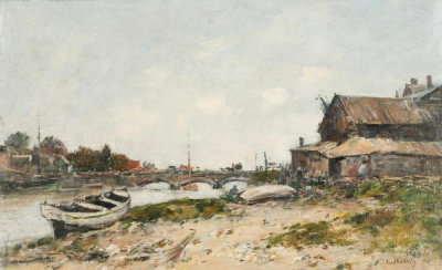 Eugène Boudin - The Bridge over the River Touques at Deauville, 1894