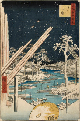 Utagawa Hiroshige I - Timber Yard at Fukagawa, 1856