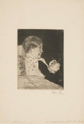 Mary Cassatt - Mrs. Cassatt Knitting, Profile View, c. 1882