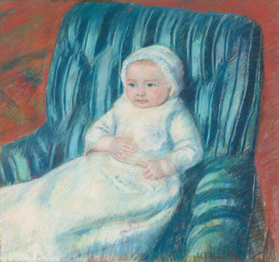 Mary Cassatt - Madame Bérard's Baby in a Striped Armchair, 1881